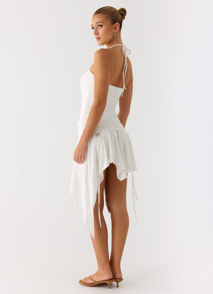 Khalida Jersey Halter Mini Dress - White Peppermayo Exclusive