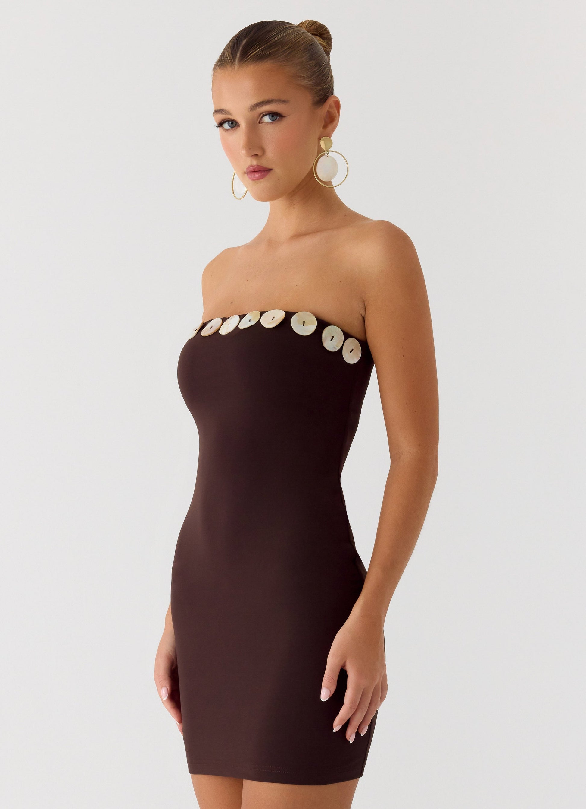 Leroy Button Mini Dress - Chocolate Peppermayo Exclusive