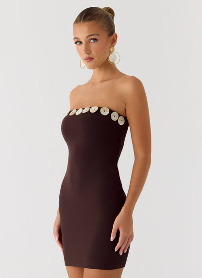 Leroy Button Mini Dress - Chocolate Peppermayo Exclusive