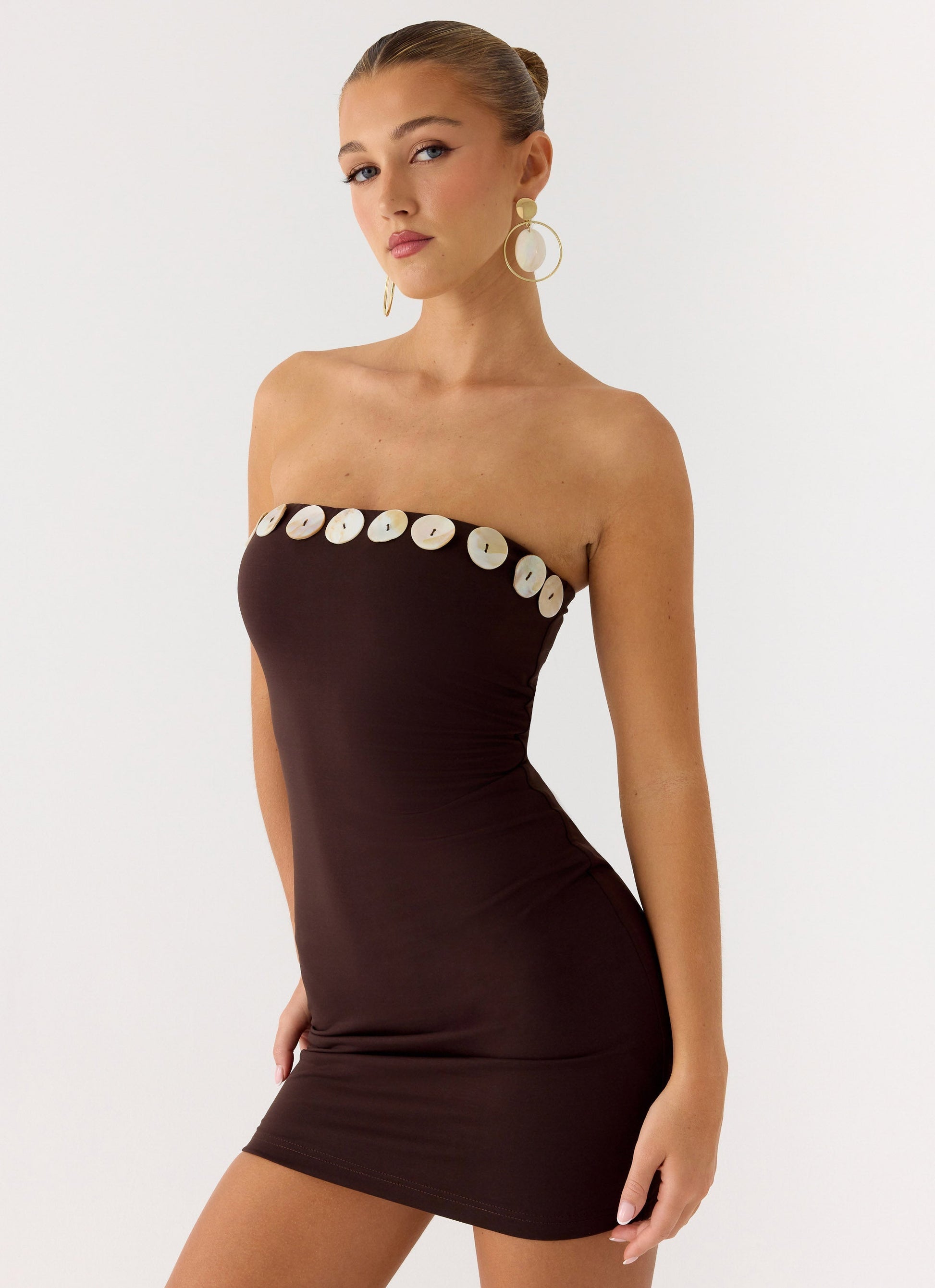 Leroy Button Mini Dress - Chocolate Peppermayo Exclusive