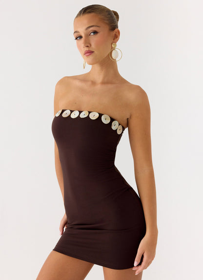Leroy Button Mini Dress - Chocolate Peppermayo Exclusive