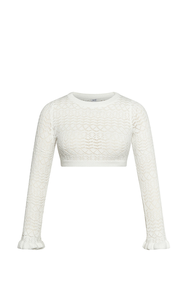 Lorri White Knit Ruffle Top BB Exclusive