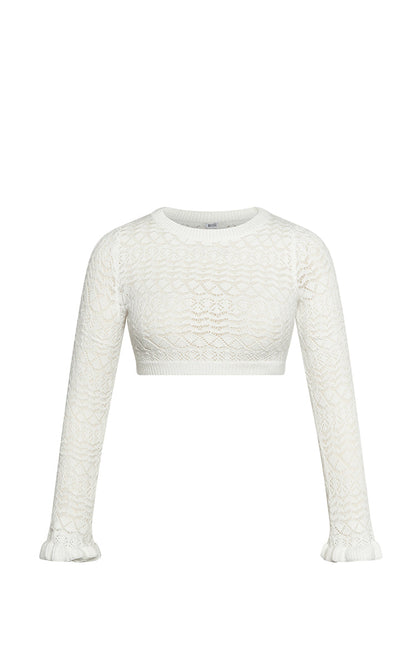 Lorri White Knit Ruffle Top BB Exclusive