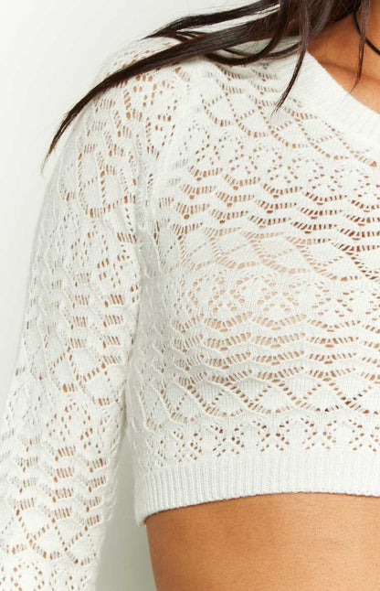 Lorri White Knit Ruffle Top BB Exclusive