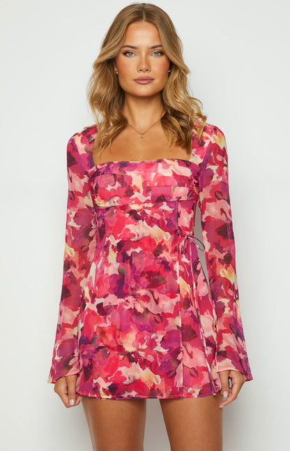 Lucy Pink Print Long Sleeve Mini Dress BB Exclusive
