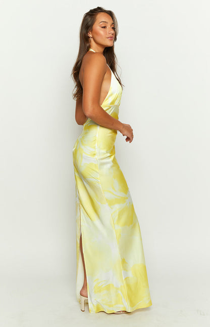 Lyra Yellow Halter Neck Maxi Dress BB Exclusive
