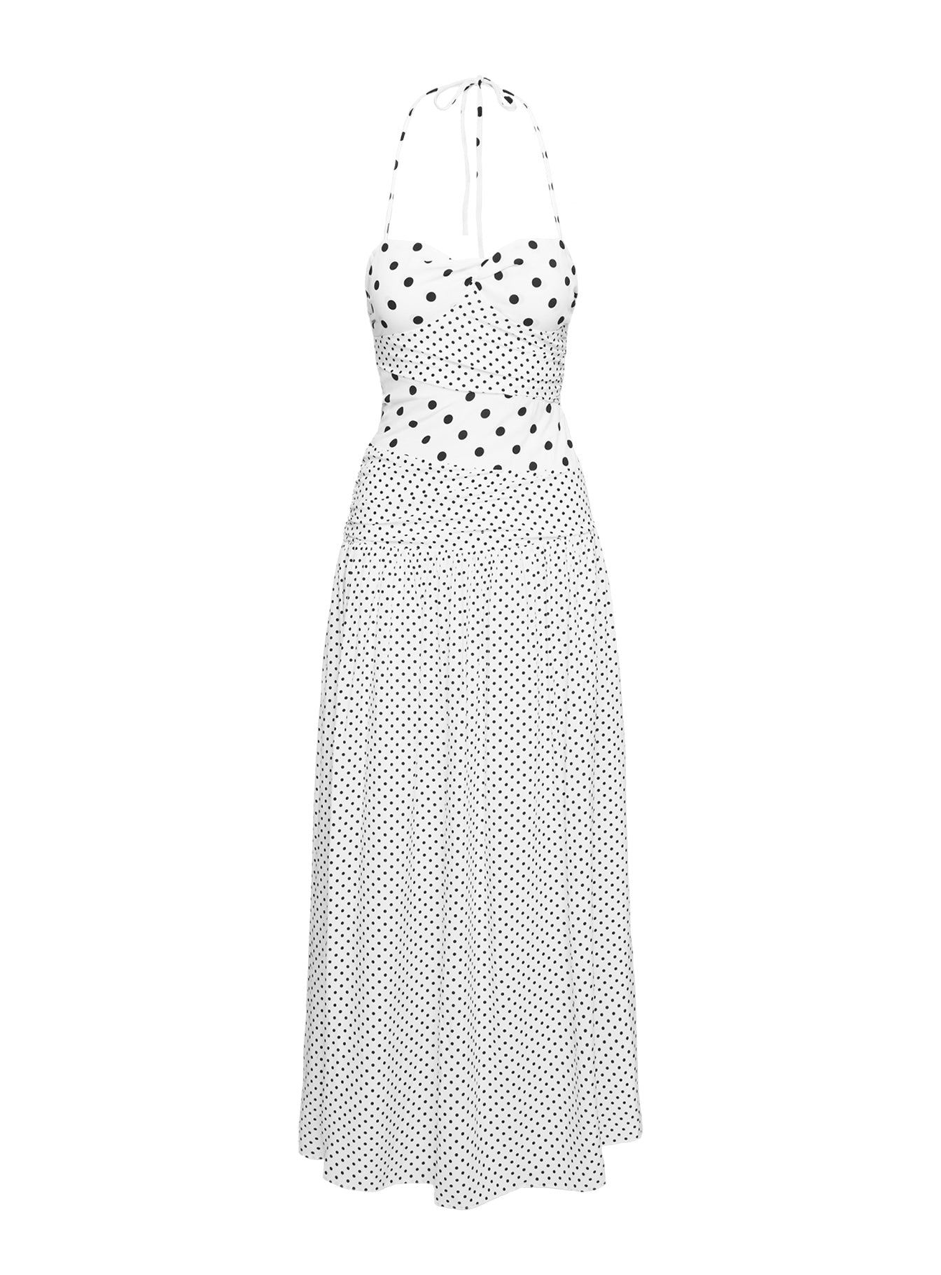 Marguerite Halter Maxi Dress White Polka Princess Polly