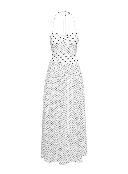 Marguerite Halter Maxi Dress White Polka Princess Polly