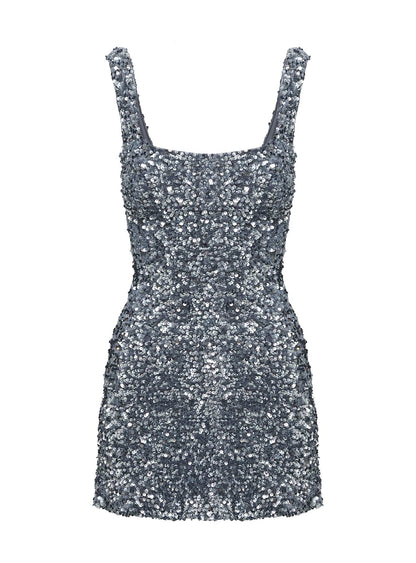 Miss Me Sequin Mini Dress Silver Princess Polly
