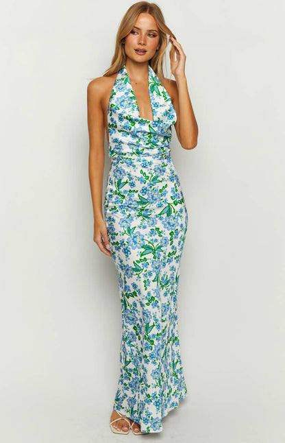 Marcella Blue Floral Formal Maxi Dress BB Exclusive