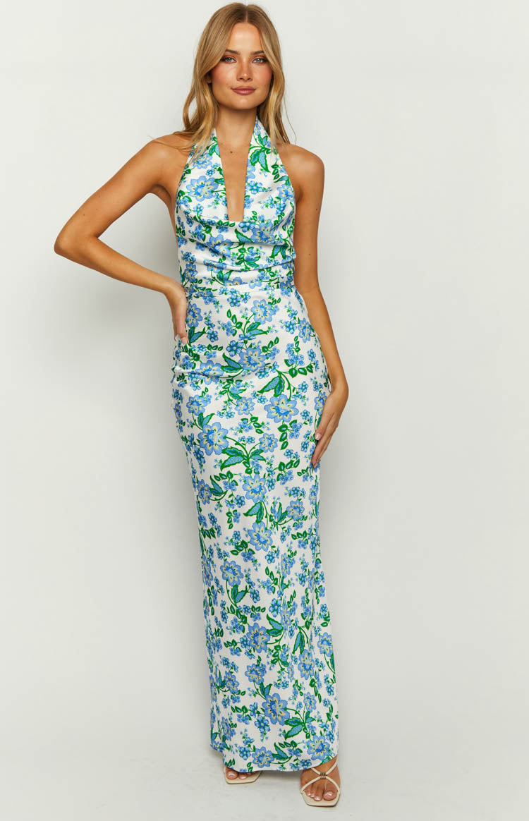 Marcella Blue Floral Formal Maxi Dress BB Exclusive