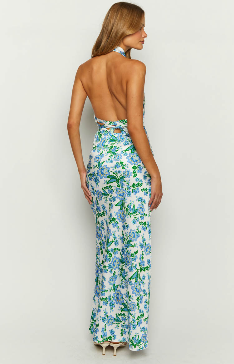 Marcella Blue Floral Formal Maxi Dress BB Exclusive