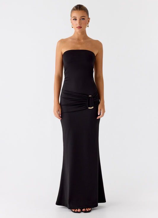 Metal Heart Strapless Maxi Dress - Black Peppermayo Exclusive