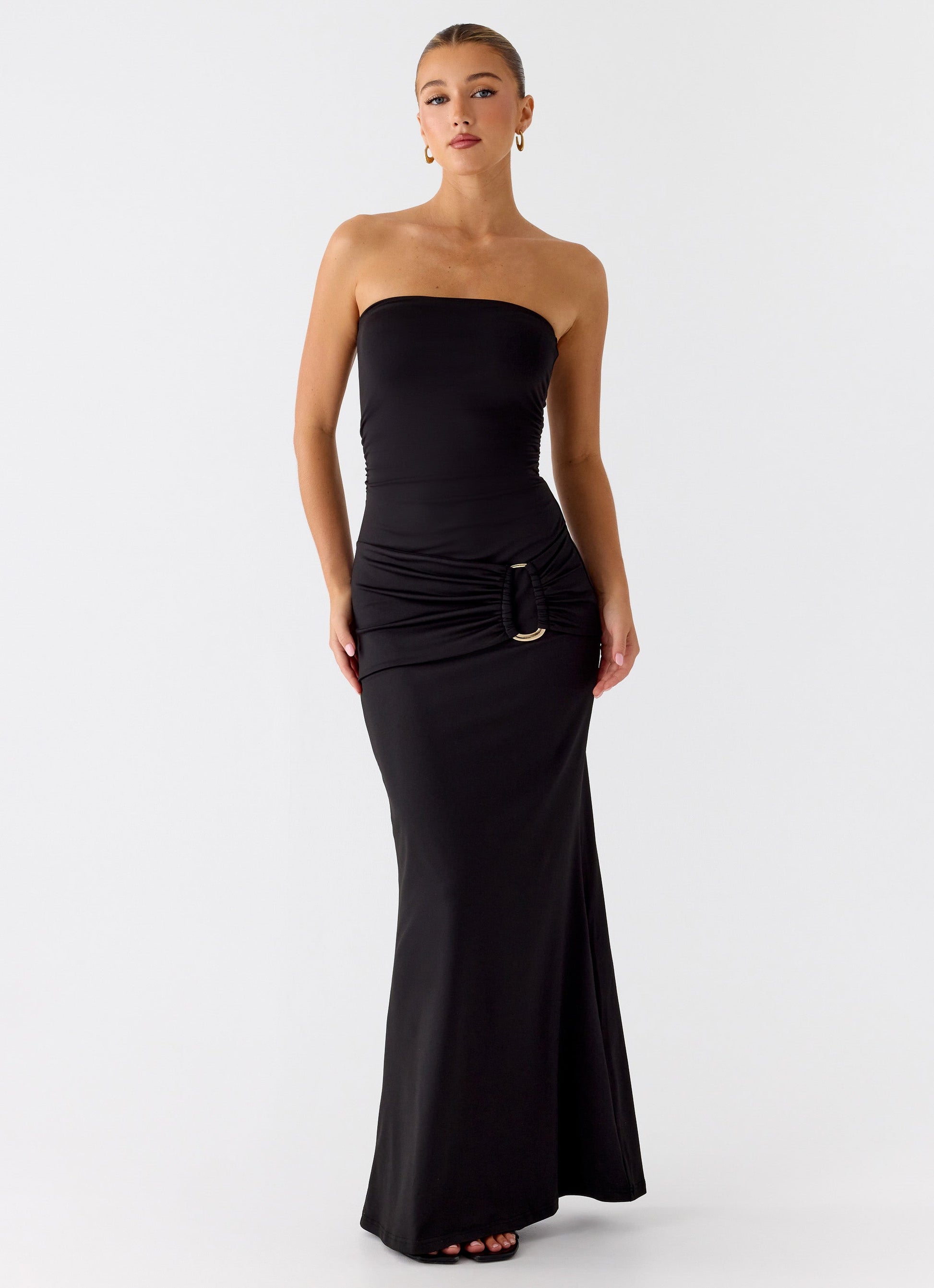 Metal Heart Strapless Maxi Dress - Black Peppermayo Exclusive