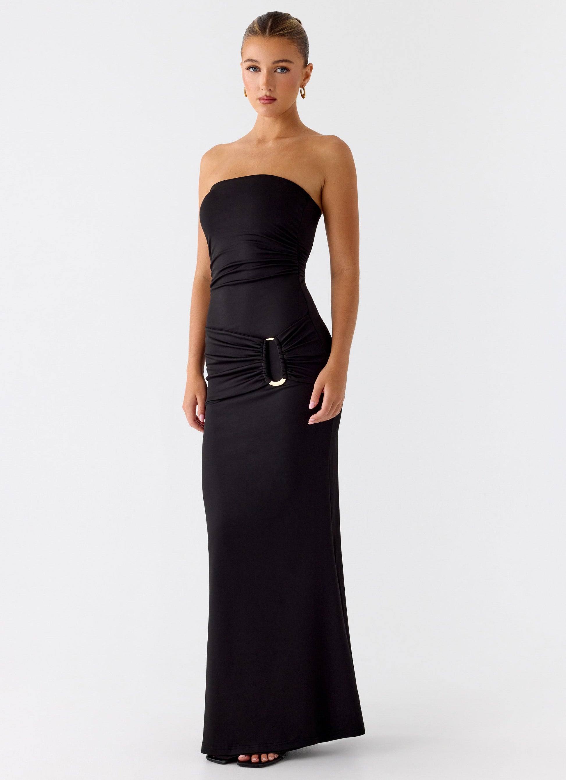 Metal Heart Strapless Maxi Dress - Black Peppermayo Exclusive