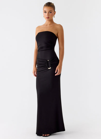 Metal Heart Strapless Maxi Dress - Black Peppermayo Exclusive