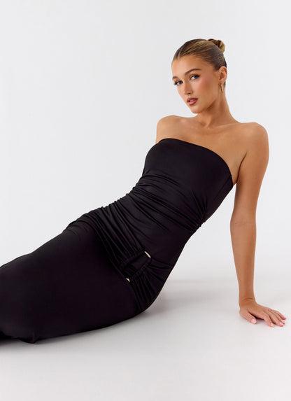 Metal Heart Strapless Maxi Dress - Black Peppermayo Exclusive