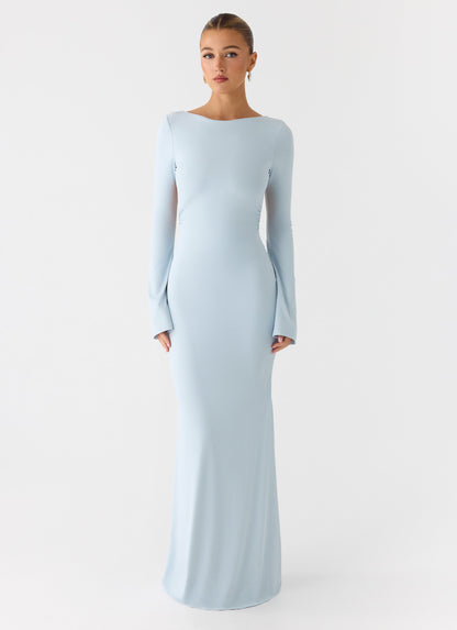 Midnight Song Long Sleeve Maxi Dress - Misty Blue Peppermayo Exclusive