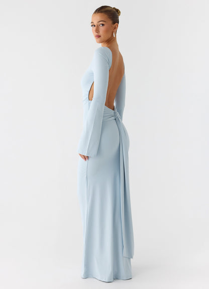 Midnight Song Long Sleeve Maxi Dress - Misty Blue Peppermayo Exclusive
