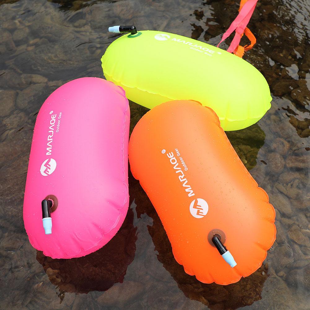 Swimming pool Buoy Tow Floats Inflatable Life Saving Swim Buoy PVC Inflated Air Drying Bag Drift Bag  pool accessory Open Water Beauty World Shop