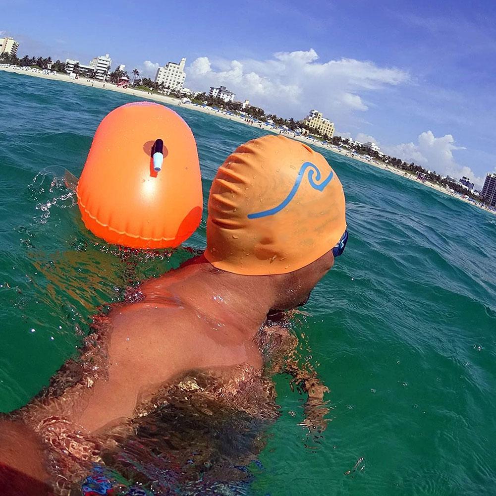 Swimming pool Buoy Tow Floats Inflatable Life Saving Swim Buoy PVC Inflated Air Drying Bag Drift Bag  pool accessory Open Water Beauty World Shop