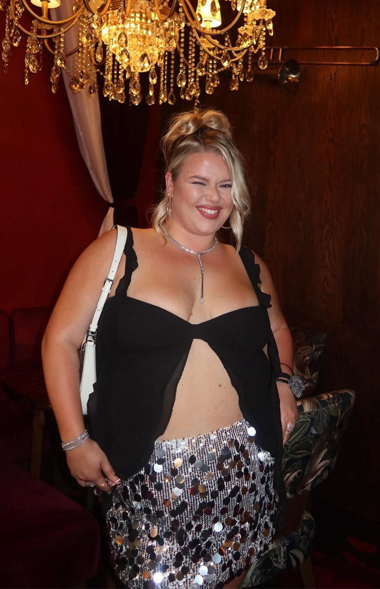 Emiko Silver Sequin Mini Skirt BB Exclusive