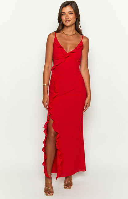 Nahanee Red Ruffle Maxi Dress BB Exclusive