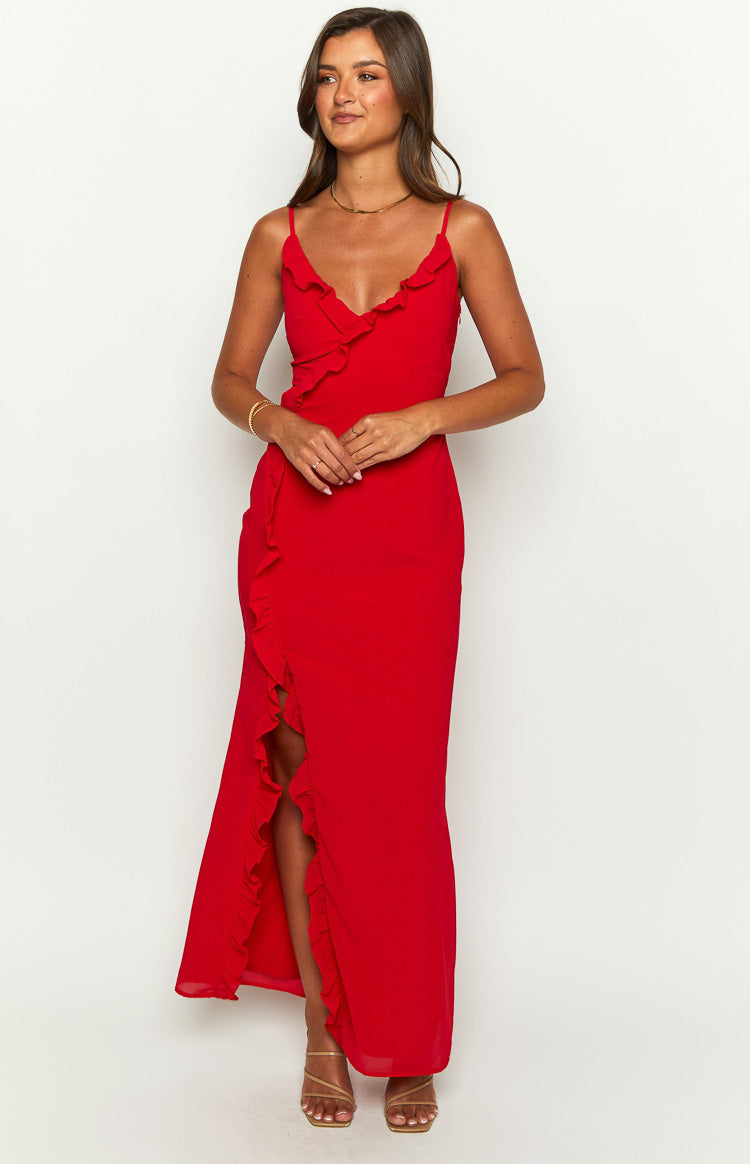 Nahanee Red Ruffle Maxi Dress BB Exclusive