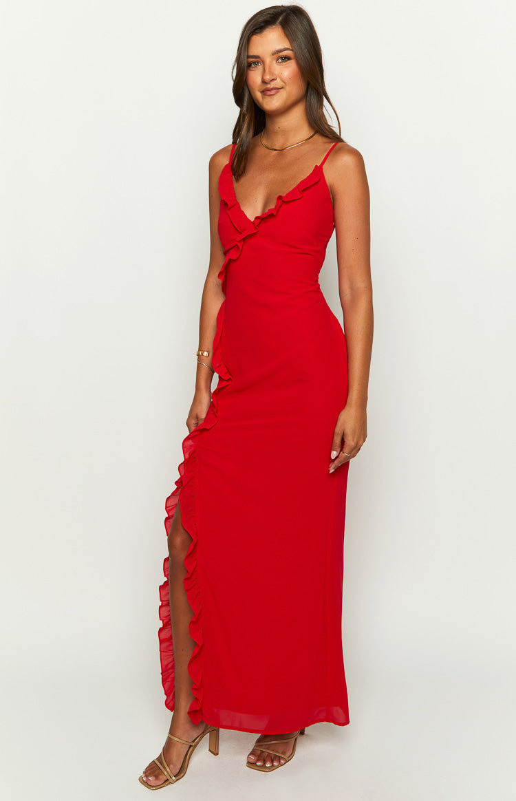 Nahanee Red Ruffle Maxi Dress BB Exclusive