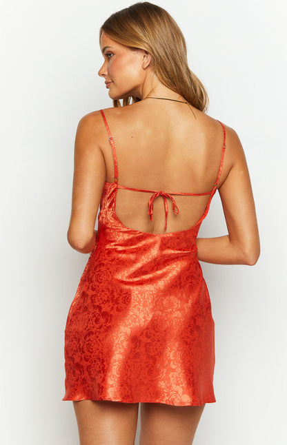 Noeline Orange Satin Mini Dress BB Exclusive