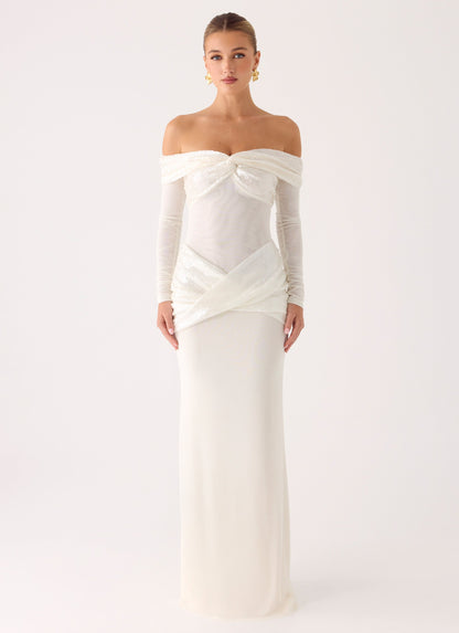 Over To You Sequin Maxi Dress - White Peppermayo Exclusive