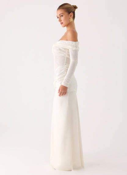 Over To You Sequin Maxi Dress - White Peppermayo Exclusive