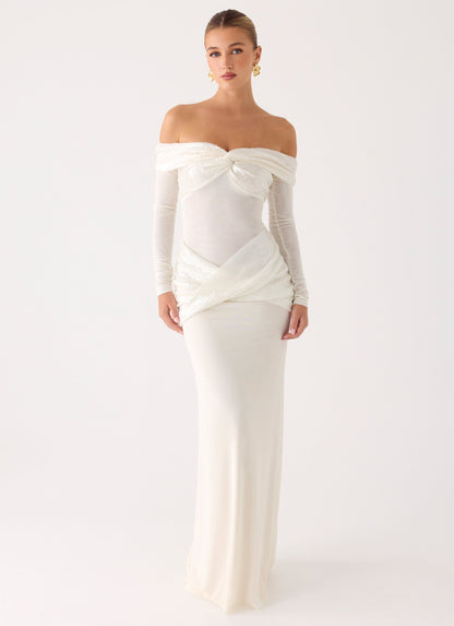 Over To You Sequin Maxi Dress - White Peppermayo Exclusive
