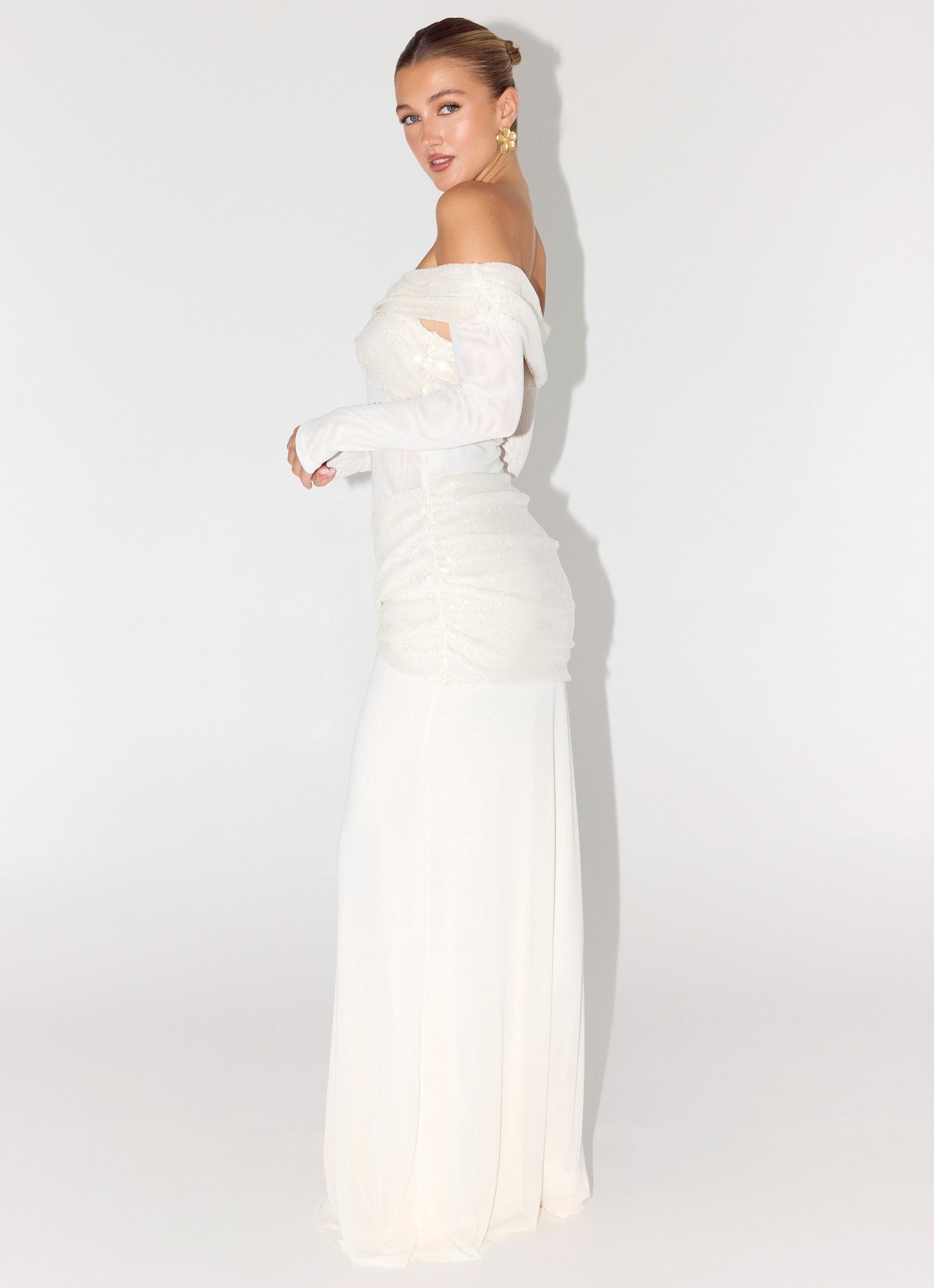 Over To You Sequin Maxi Dress - White Peppermayo Exclusive