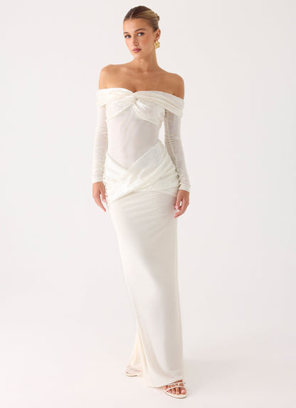 Over To You Sequin Maxi Dress - White Peppermayo Exclusive