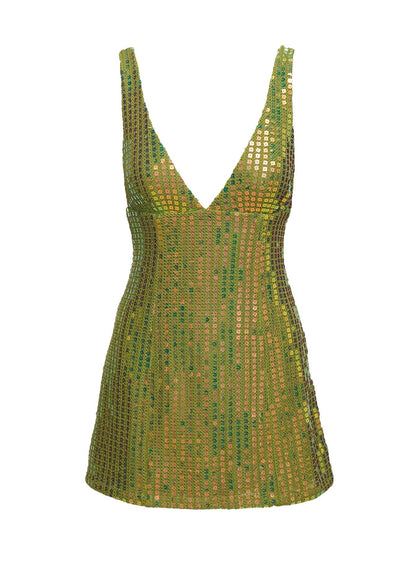 Porscha Shimmer Mini Dress Green Princess Polly