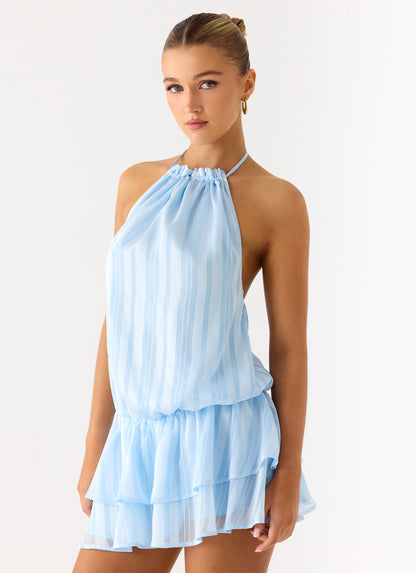 Parade Halter Mini Dress - Baby Blue Peppermayo Exclusive