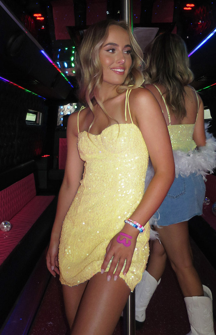 Penny Lane Yellow Sequin Mini Dress BB Exclusive