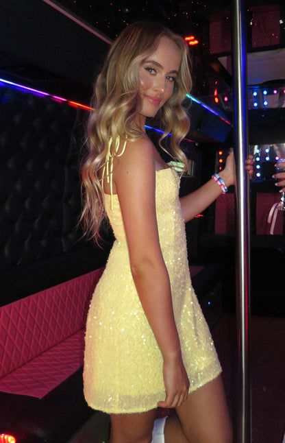 Penny Lane Yellow Sequin Mini Dress BB Exclusive