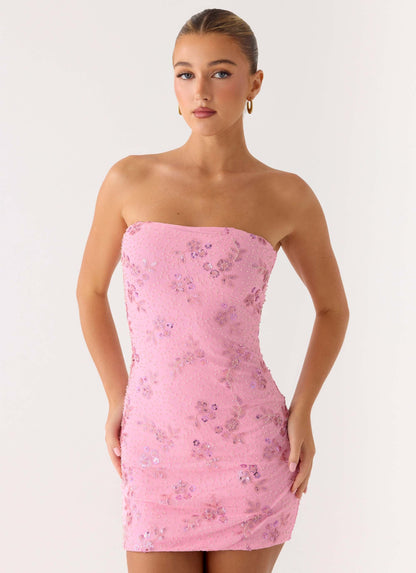 Push Back Beaded Sequin Mini Dress - Pink Peppermayo Exclusive