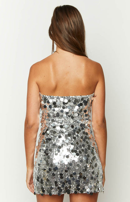 Radiant Silver Sparkle Mini Dress BB Exclusive