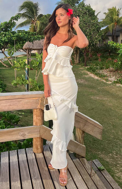 Raleigh White Ruffle Maxi Skirt BB Exclusive