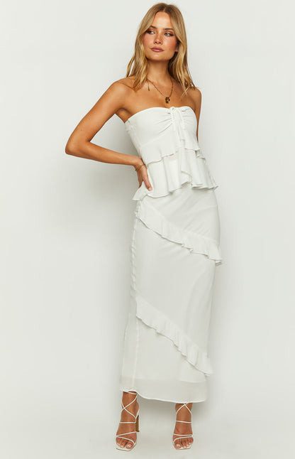 Raleigh White Ruffle Maxi Skirt BB Exclusive
