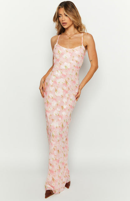 Renesmee Pink Floral Chiffon Maxi Dress BB Exclusive