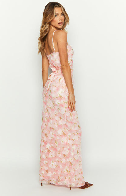 Renesmee Pink Floral Chiffon Maxi Dress BB Exclusive