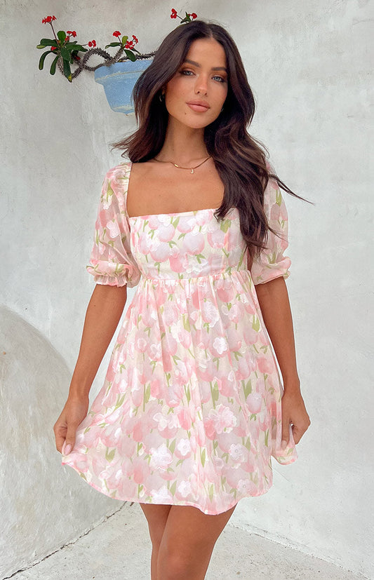 Rubi Pink Floral Babydoll Mini Dress BB Exclusive
