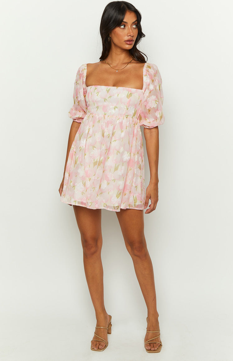 Rubi Pink Floral Babydoll Mini Dress BB Exclusive