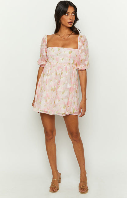 Rubi Pink Floral Babydoll Mini Dress BB Exclusive