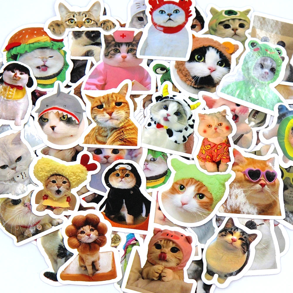 100/500/1000pcs Funny Cat Stickers Cartoon Cute Decals Toy Stationery Guitar Phone Bicycle Laptop Luggage Graffiti Kids Sticker Beauty World Shop