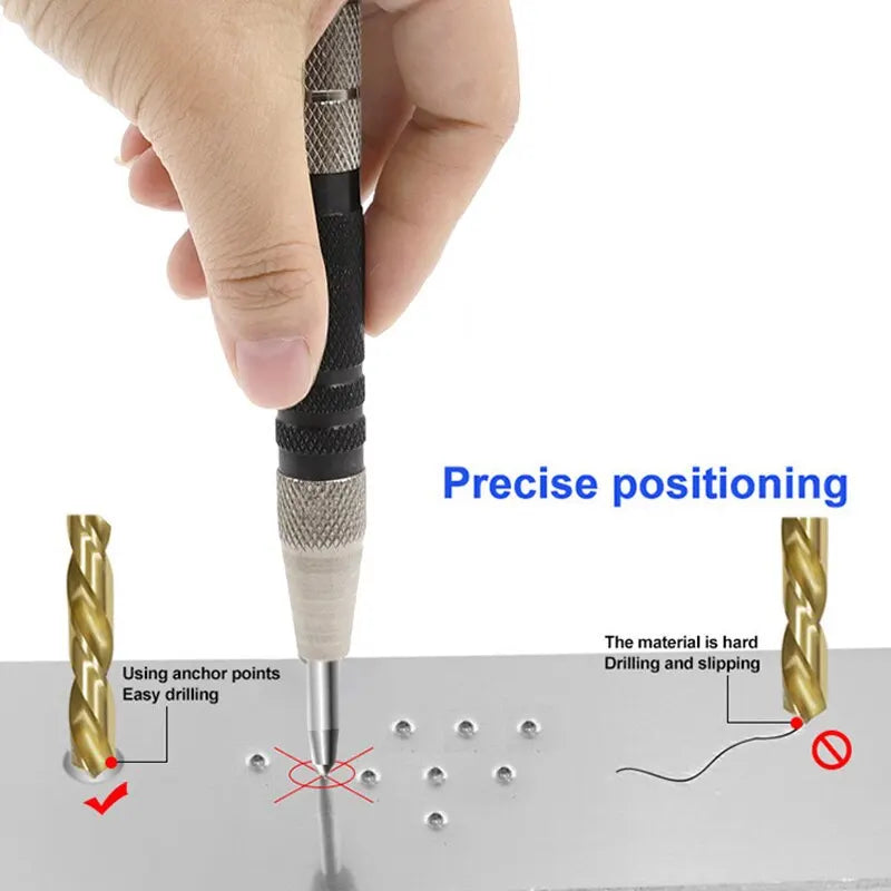 2pc Spring Type Automatic Center Punch Locator Glass Striker Window Breaker Punch Centering Punch Punch Tool Beauty World Shop
